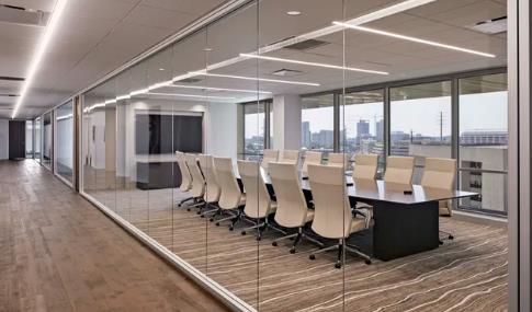 青島網絡傳媒有限公司新中式辦公室裝修效果圖